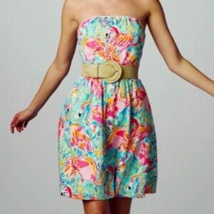 Lilly Pulitzer Strapless Peal & Eat Design Flamingo’s. Size 6. No Belt